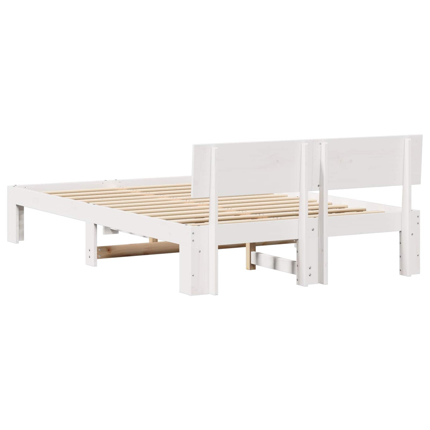Sengestel med hovedgærde Hvid 120 x 200 cm Massiv fyrretræ