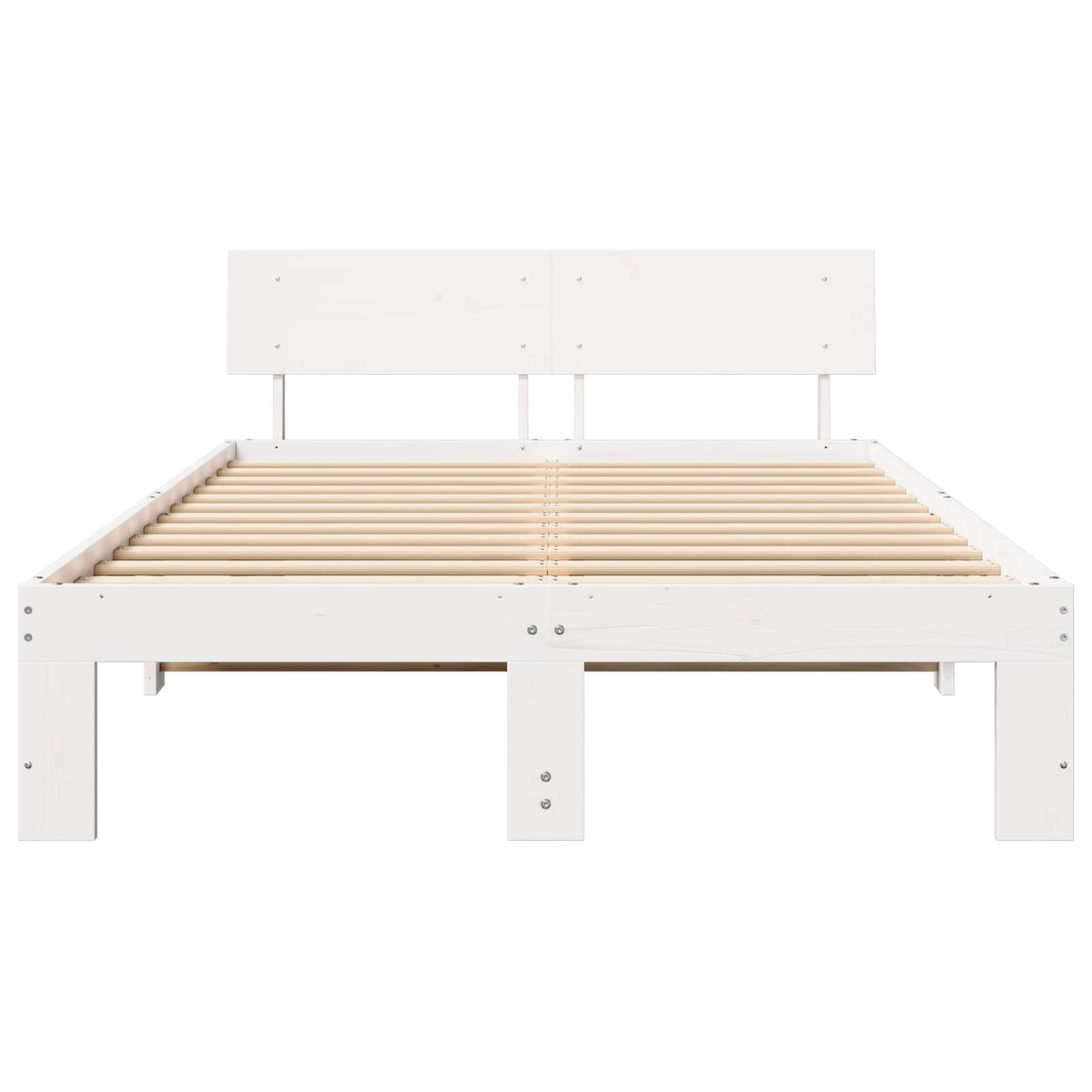 Sengestel med hovedgærde Hvid 120 x 200 cm Massiv fyrretræ