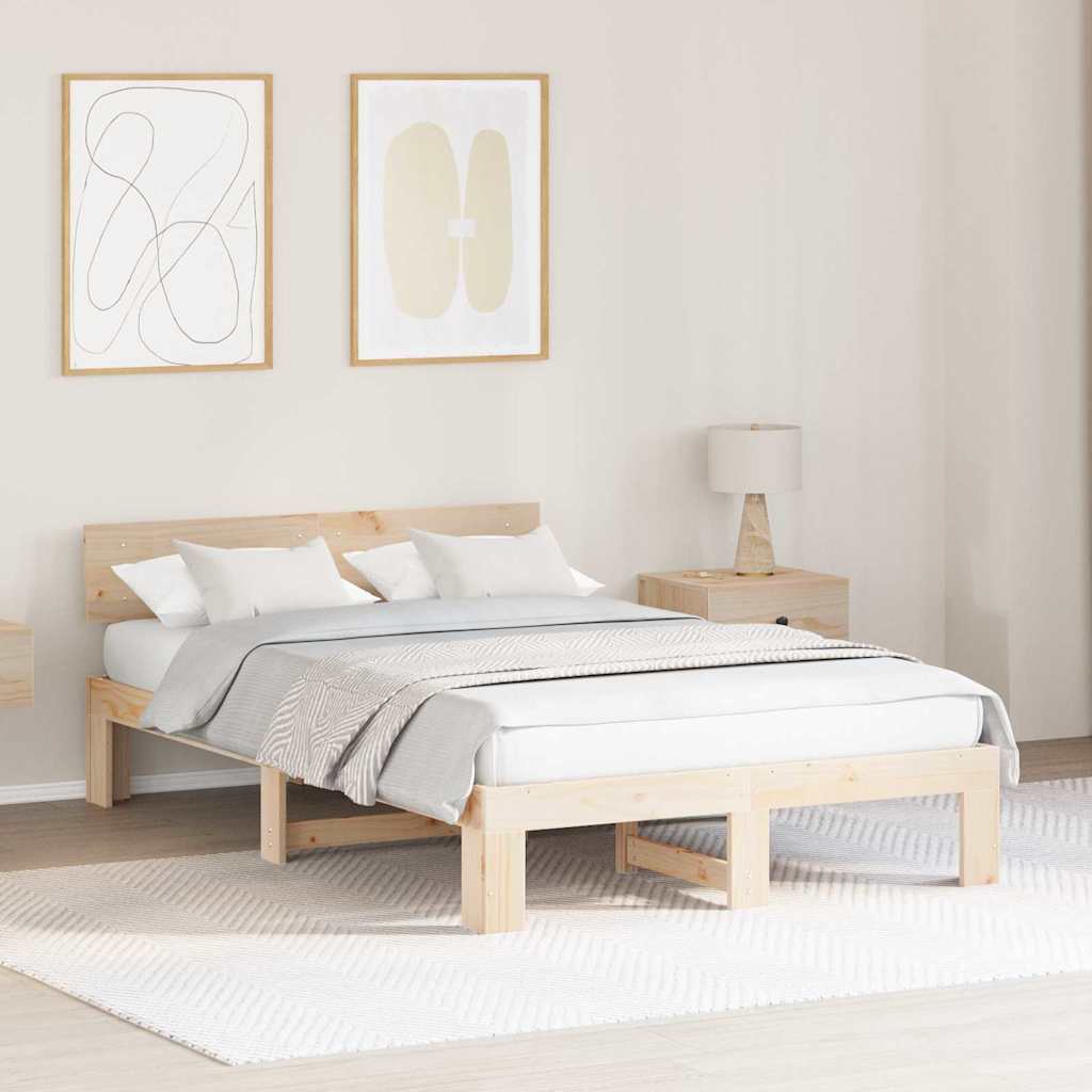 Sengestel Naturfarvet 140 x 190 cm Massiv fyrretræ