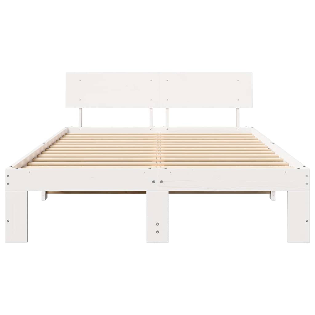 Sengestel med hovedgærde Hvid 120 x 190 cm Massiv fyrretræ
