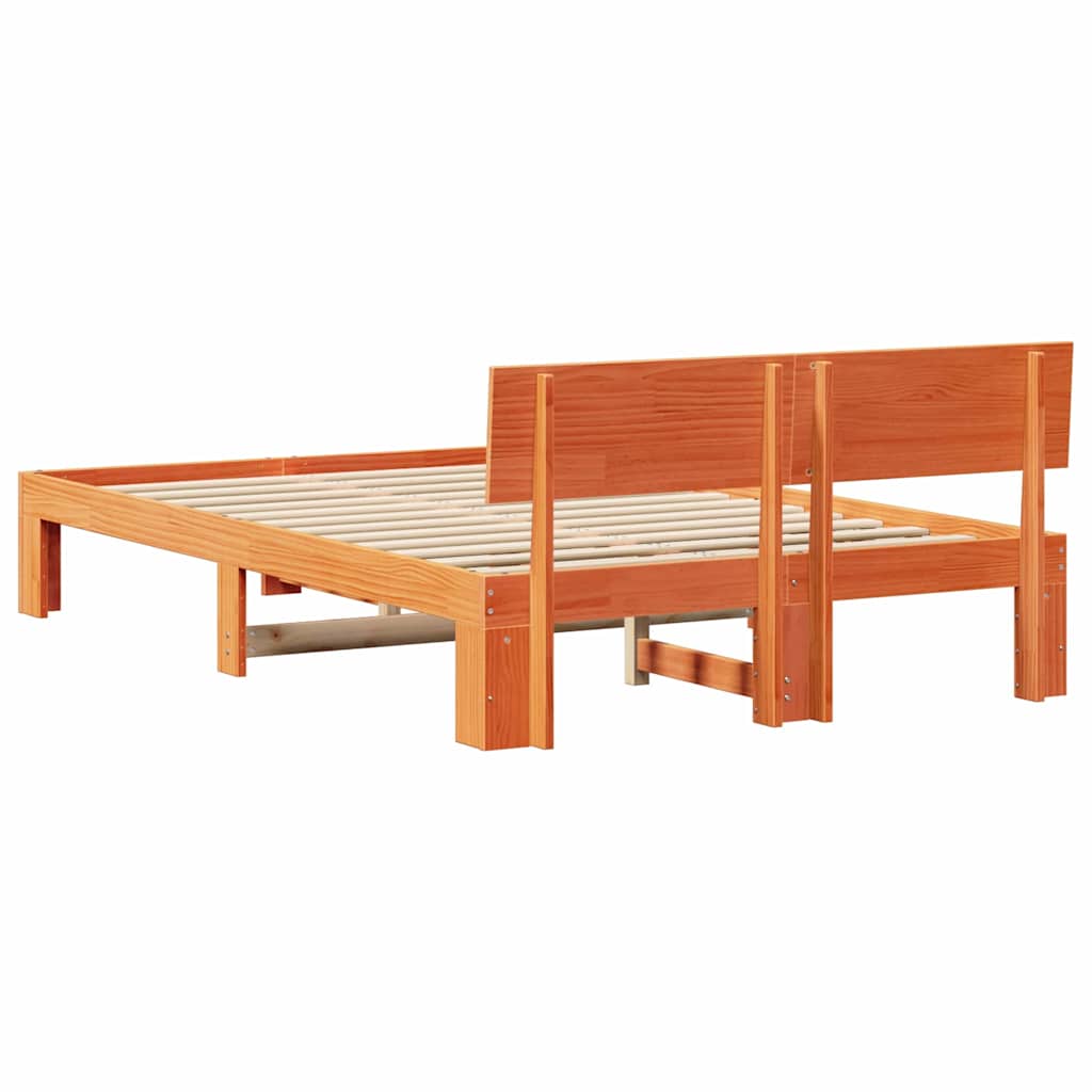 Sengestel med hovedgærde Voks brun 120 x 190 cm Massiv fyrretræ