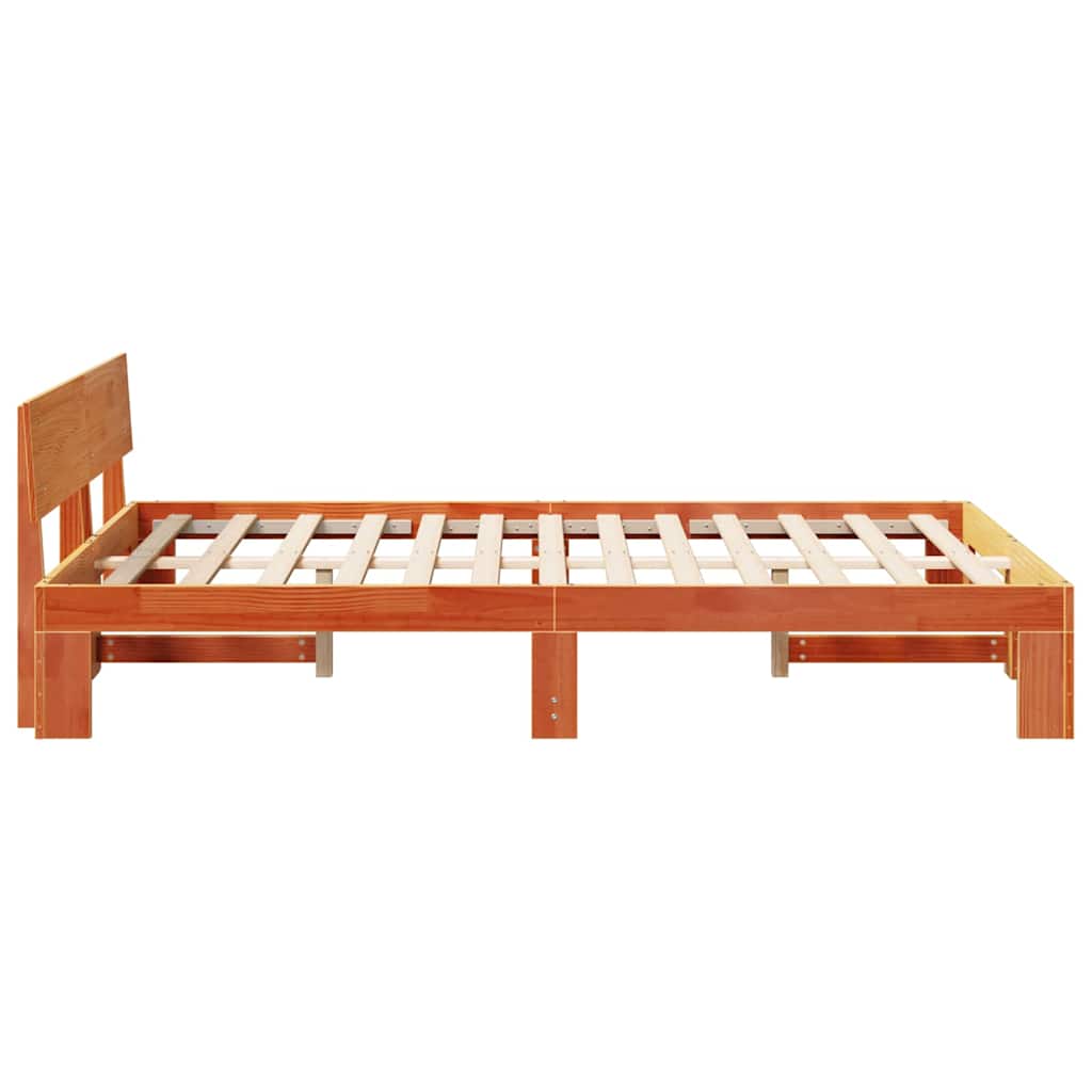 Sengestel med hovedgærde Voks brun 120 x 190 cm Massiv fyrretræ
