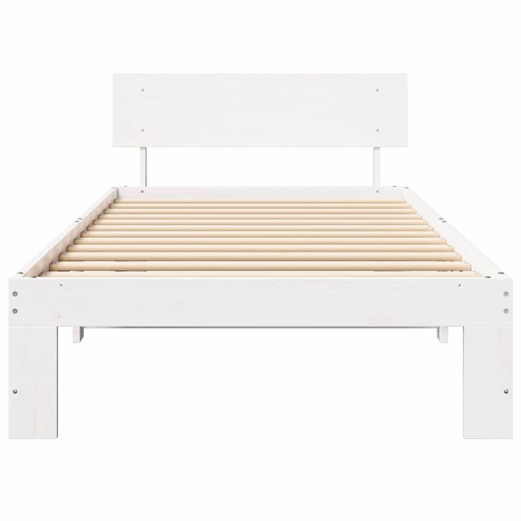 Sengestel med hovedgærde Hvid 100 x 200 cm Massiv fyrretræ