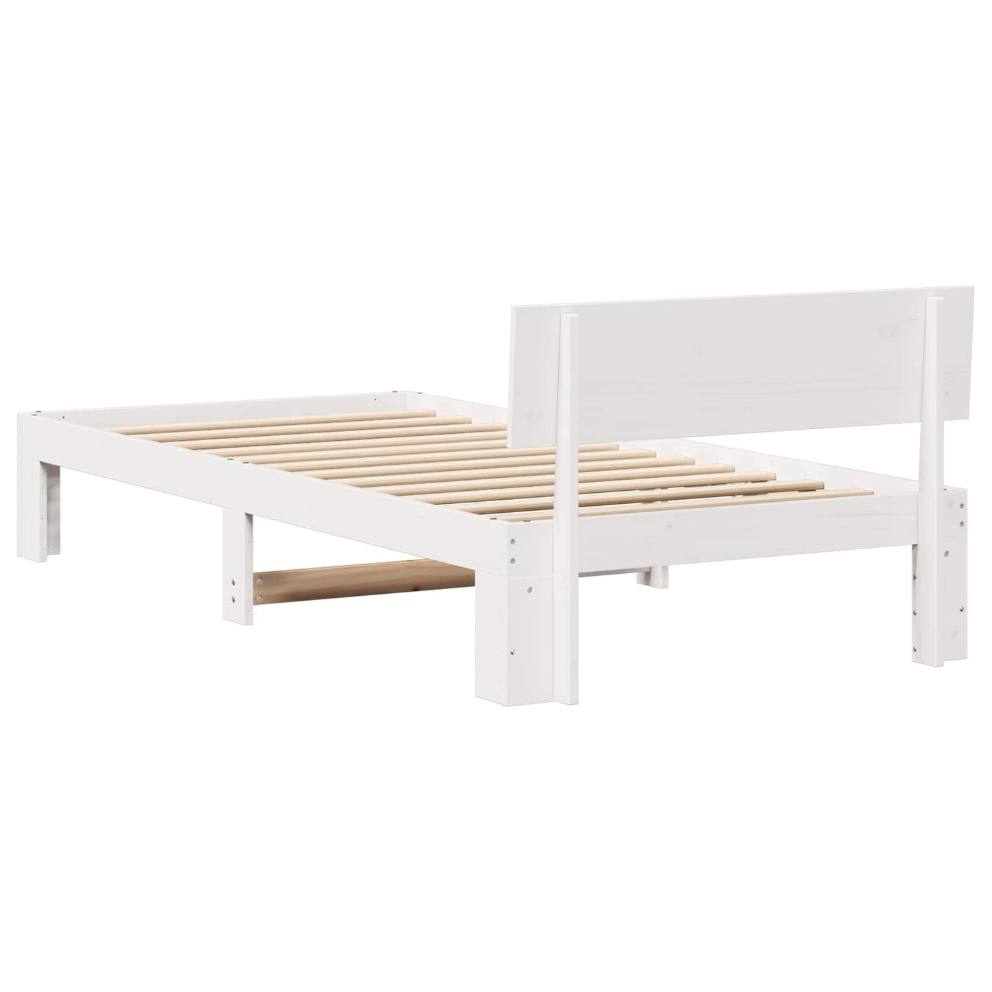 Sengestel med hovedgærde Hvid 90 x 200 cm Massiv fyrretræ