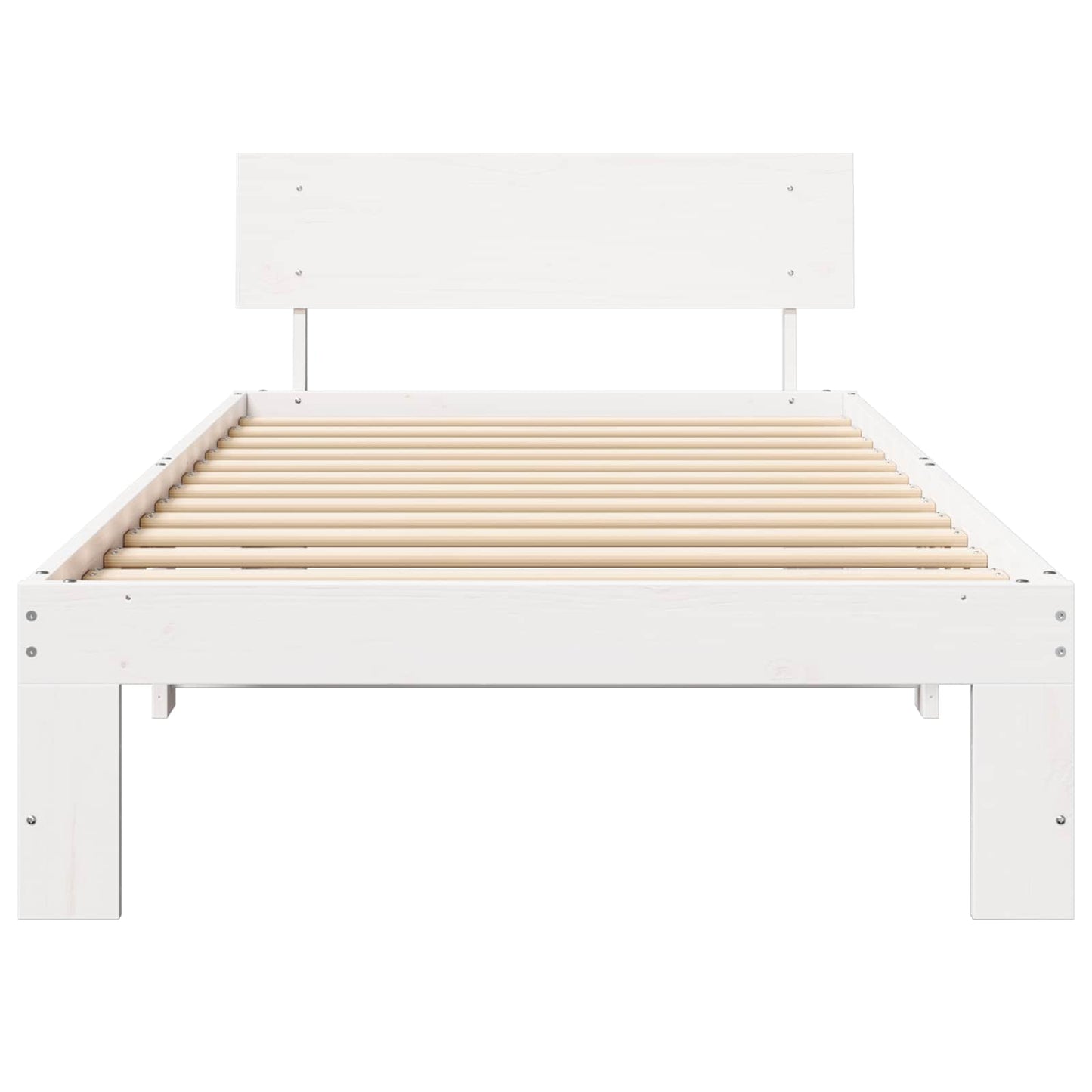 Sengestel med hovedgærde Hvid 90 x 200 cm Massiv fyrretræ