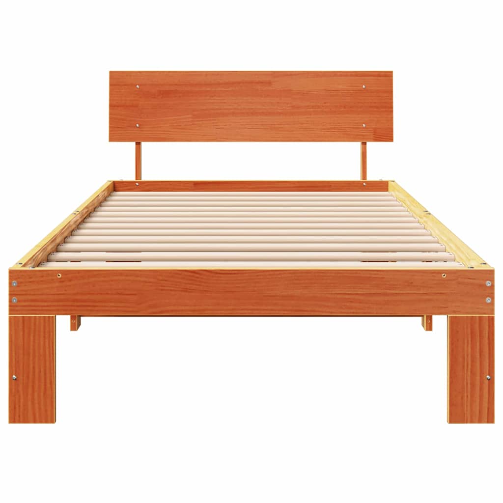 Sengestel med hovedgærde Voks brun 80 x 200 cm Massiv fyrretræ