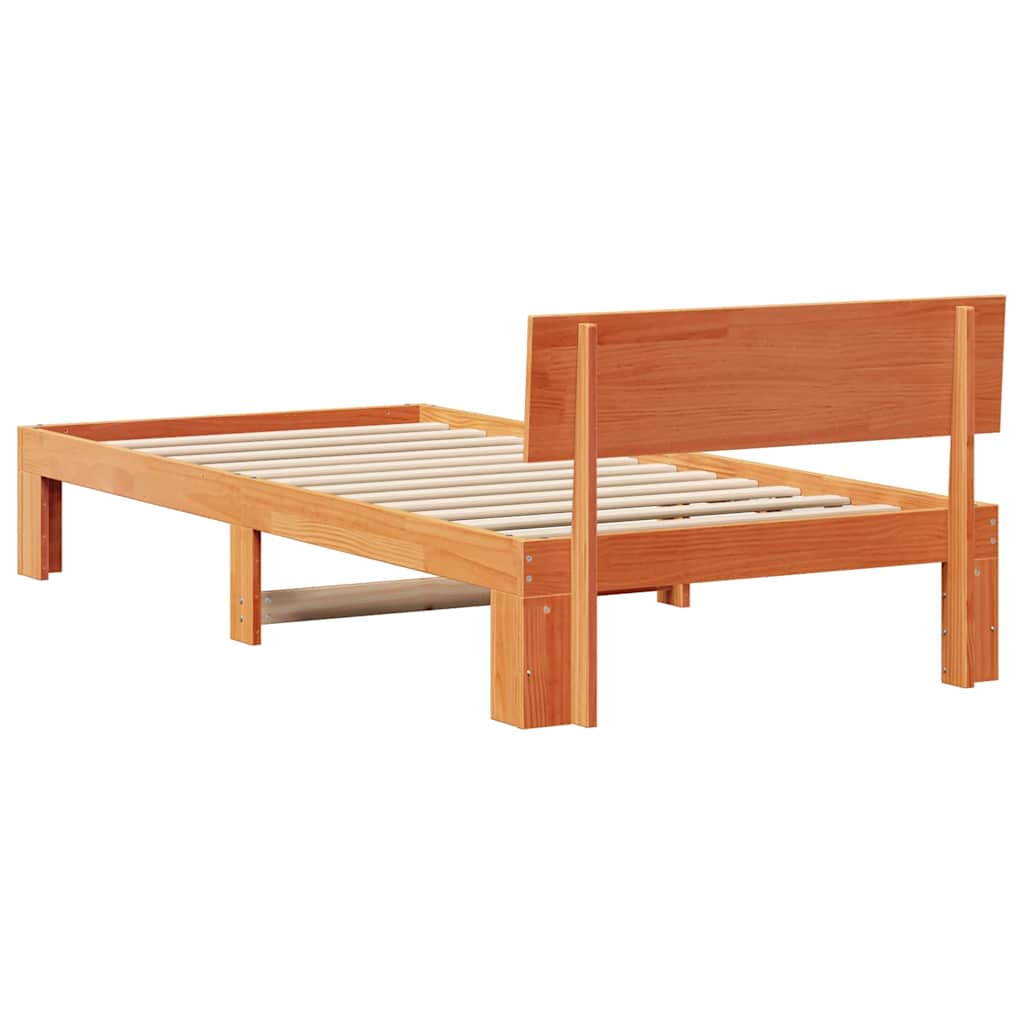 Sengestel med hovedgærde Voks brun 90 x 190 cm Massiv fyrretræ