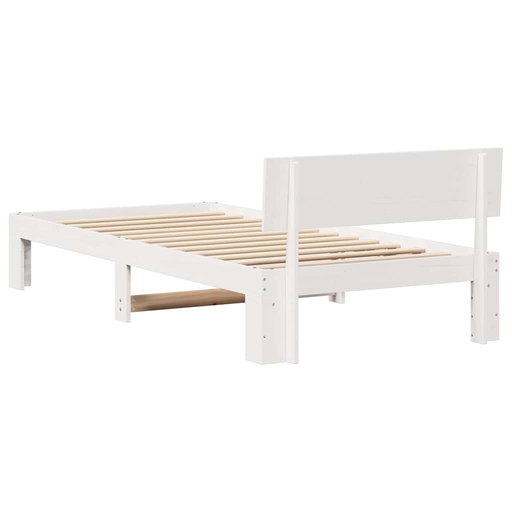 Sengestel med hovedgærde Hvid 75 x 190 cm Massiv fyrretræ