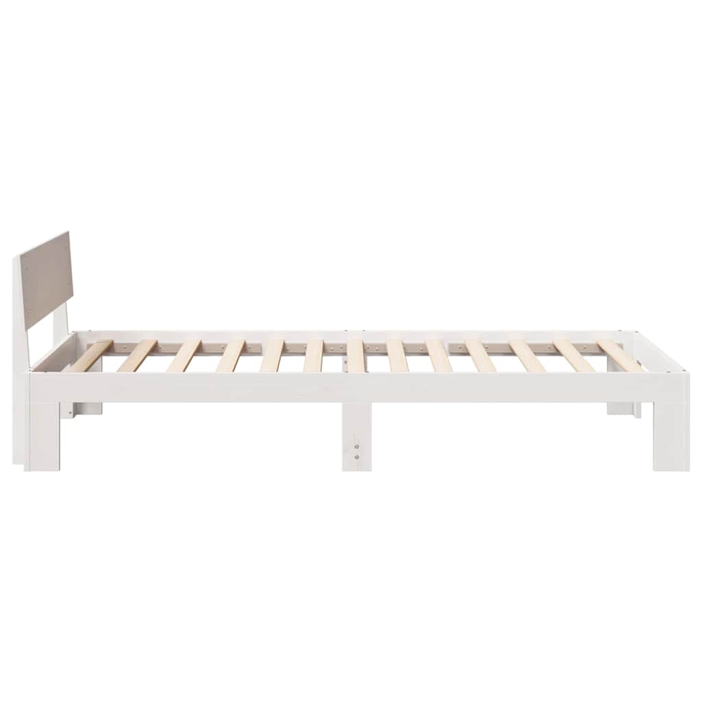 Sengestel med hovedgærde Hvid 75 x 190 cm Massiv fyrretræ