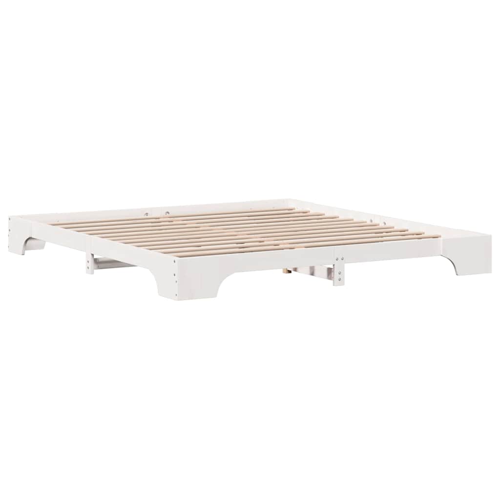 Sengestel Hvid 200 x 200 cm Massiv fyrretræ