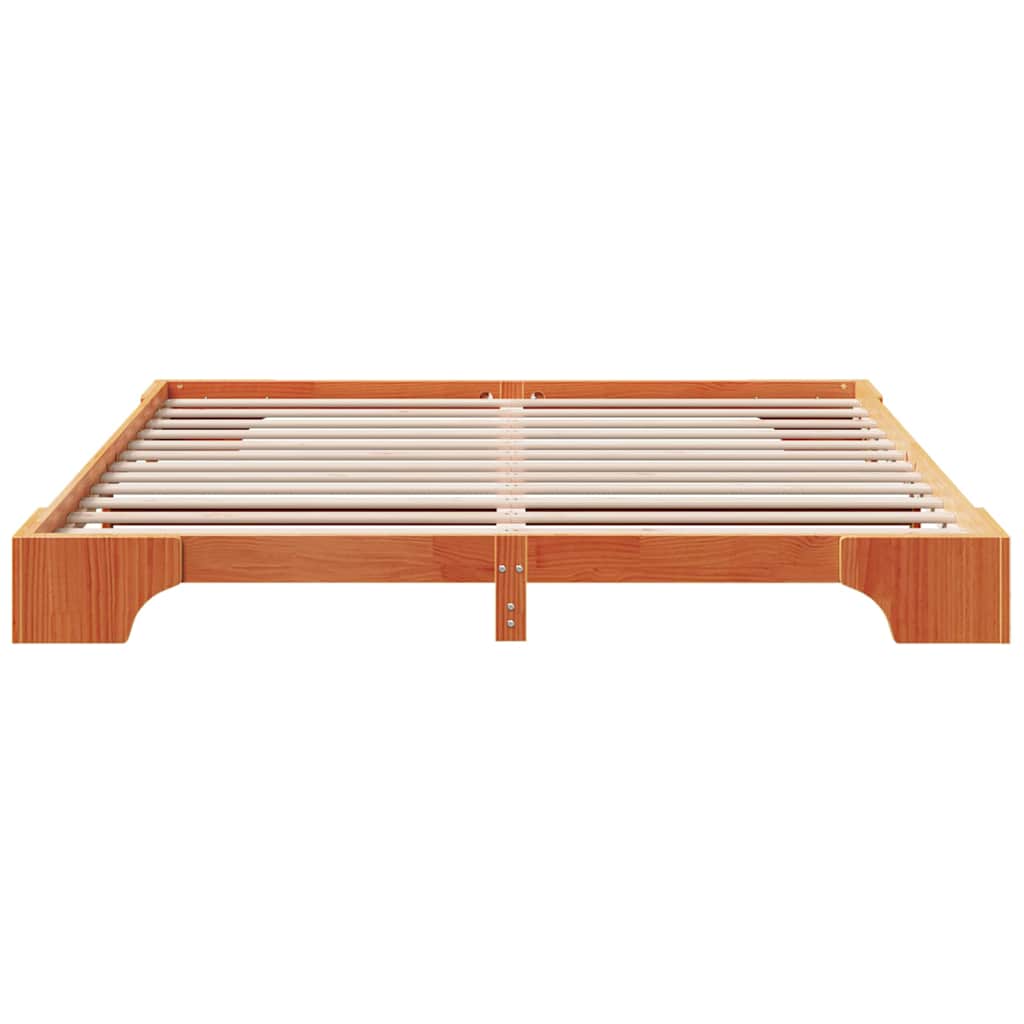 Sengestel Voks brun 200 x 200 cm Massiv fyrretræ