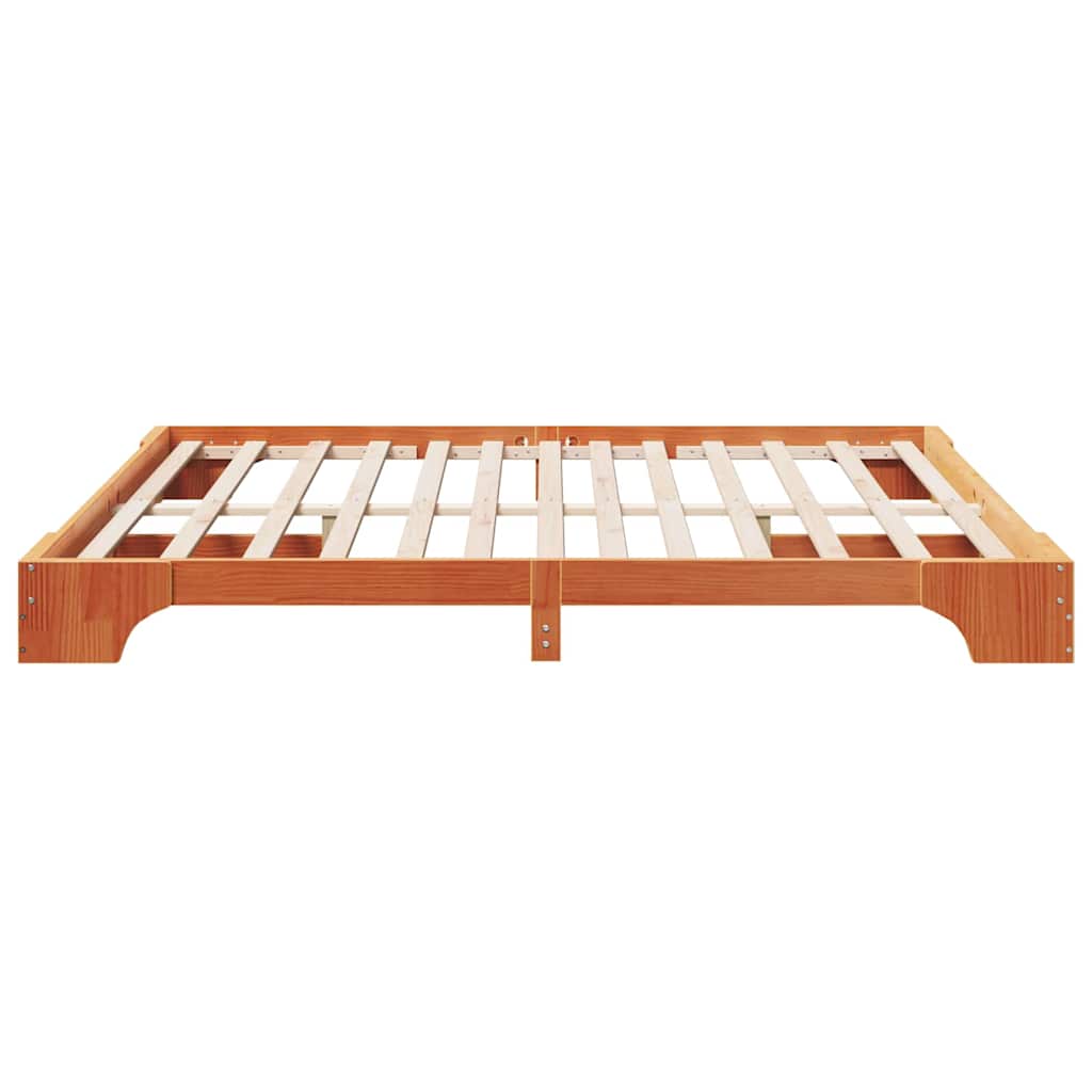 Sengestel Voks brun 200 x 200 cm Massiv fyrretræ