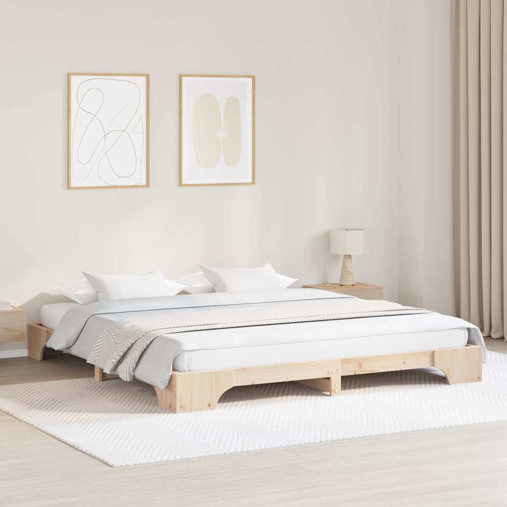 Sengestel Naturfarvet 180 x 200 cm Massiv fyrretræ