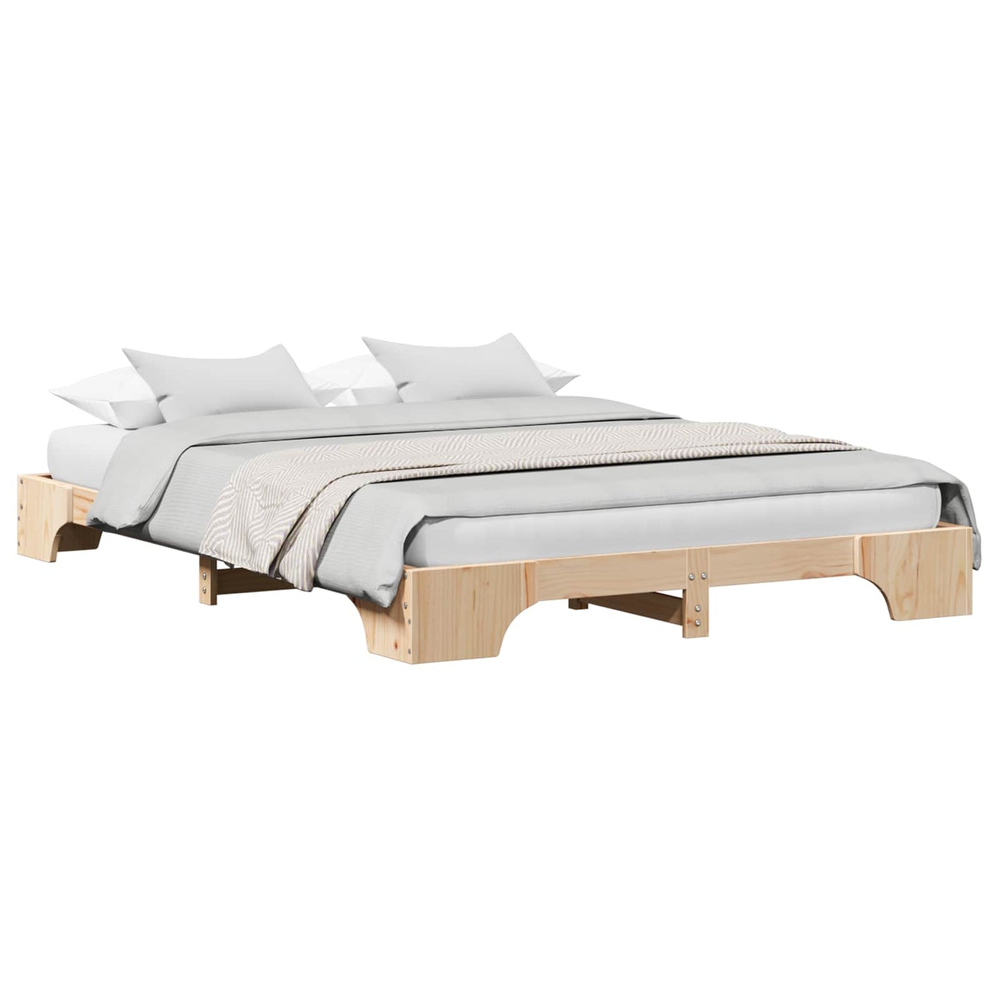 Sengestel Naturfarvet 160 x 200 cm Massiv fyrretræ