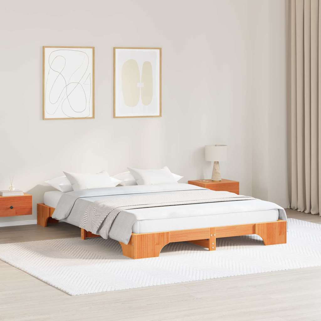 Sengestel Voks brun 160 x 200 cm Massiv fyrretræ