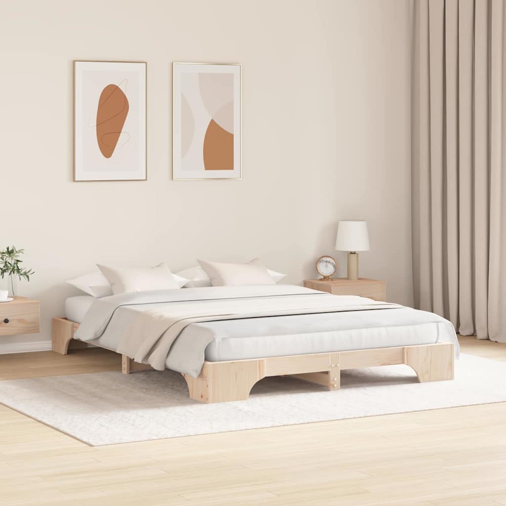Sengestel Naturfarvet 150 x 200 cm Massiv fyrretræ