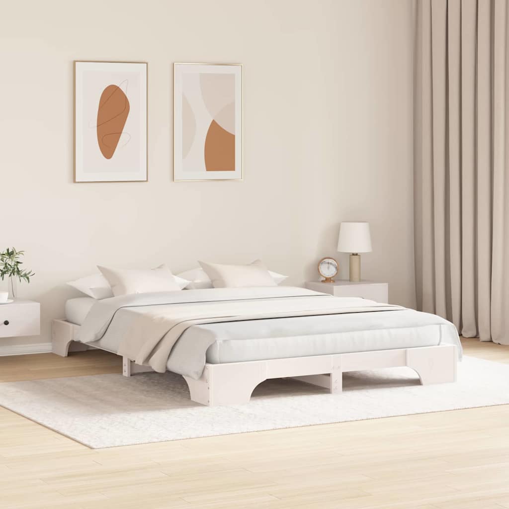 Sengestel Hvid 150 x 200 cm Massiv fyrretræ