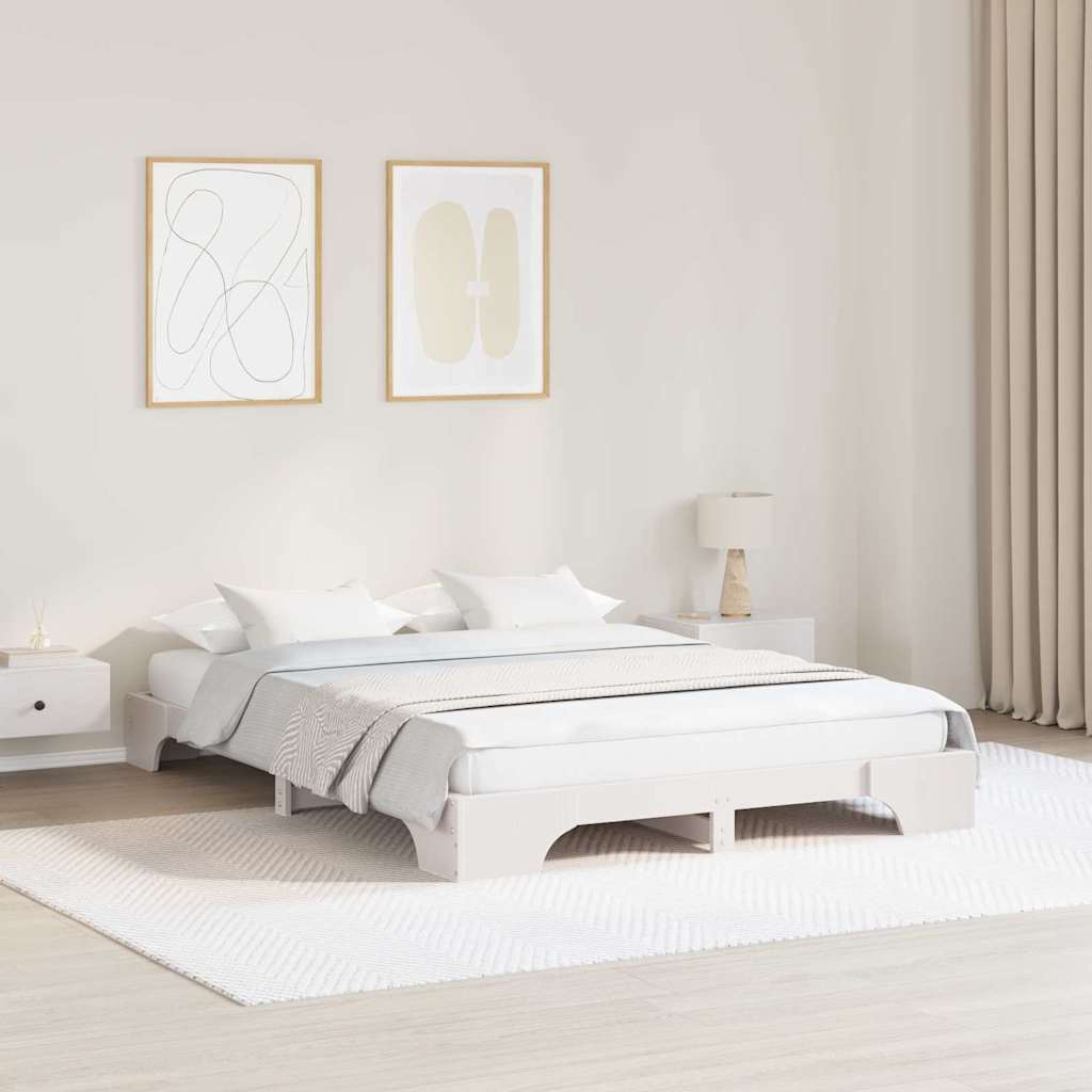 Sengestel Hvid 140 x 200 cm Massiv fyrretræ