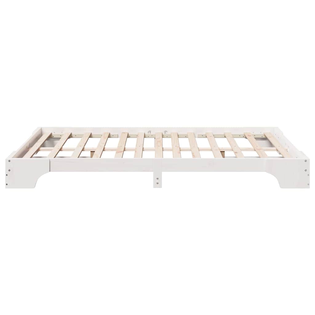 Sengestel Hvid 140 x 200 cm Massiv fyrretræ