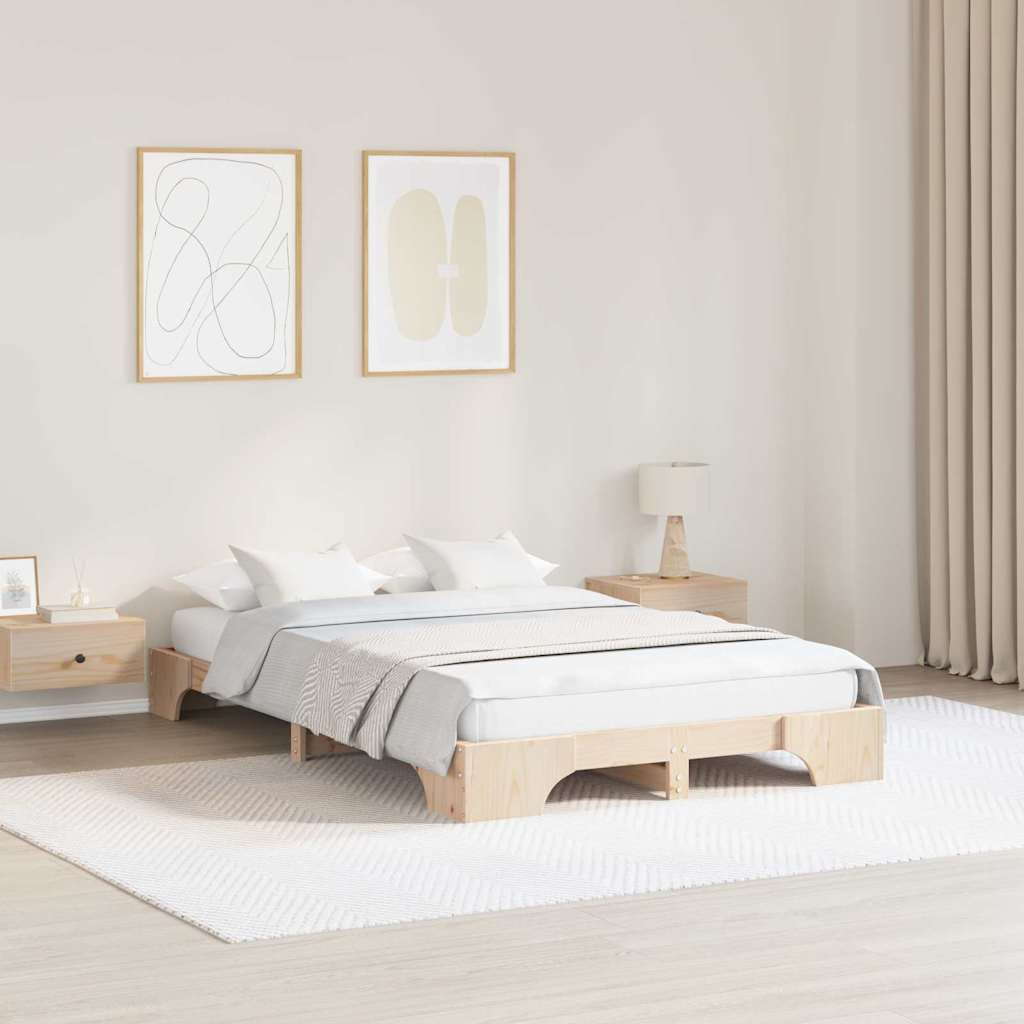 Sengestel Naturfarvet 140 x 190 cm Massiv fyrretræ