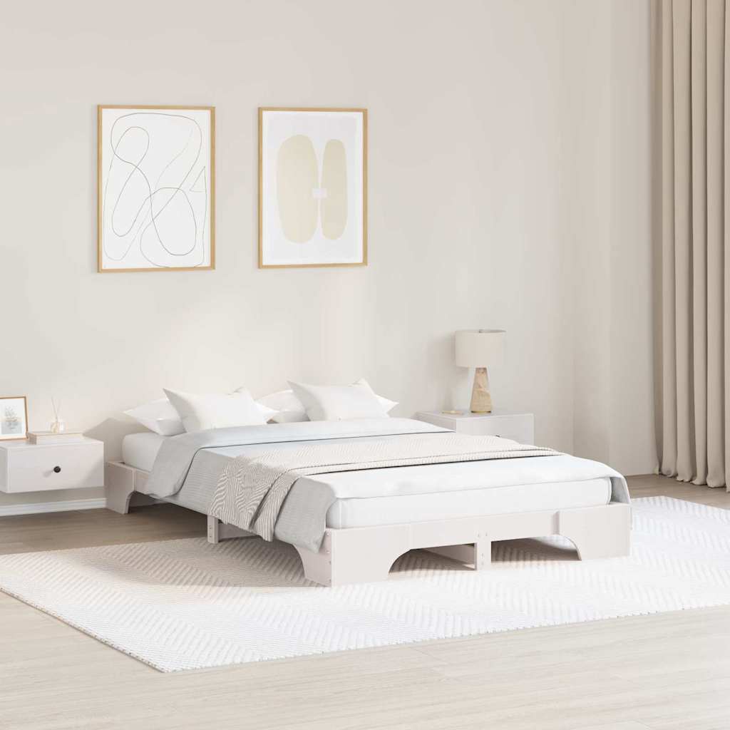 Sengestel Hvid 140 x 190 cm Massiv fyrretræ