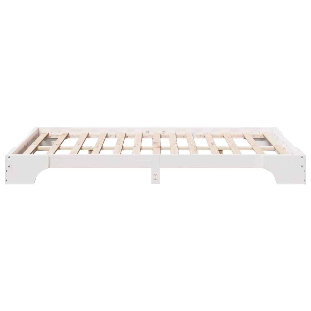 Sengestel Hvid 140 x 190 cm Massiv fyrretræ