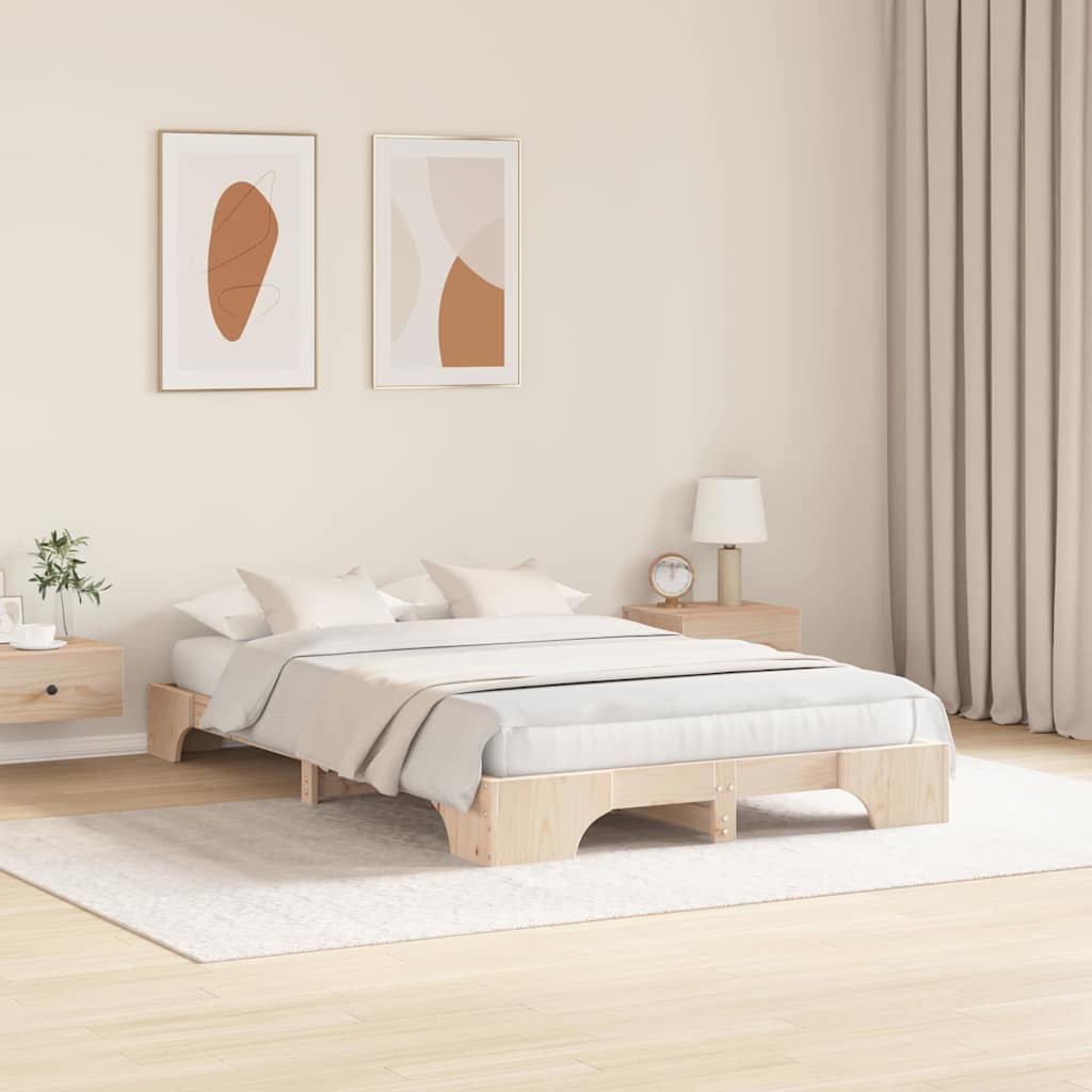 Sengestel Naturfarvet 135 x 190 cm Massiv fyrretræ