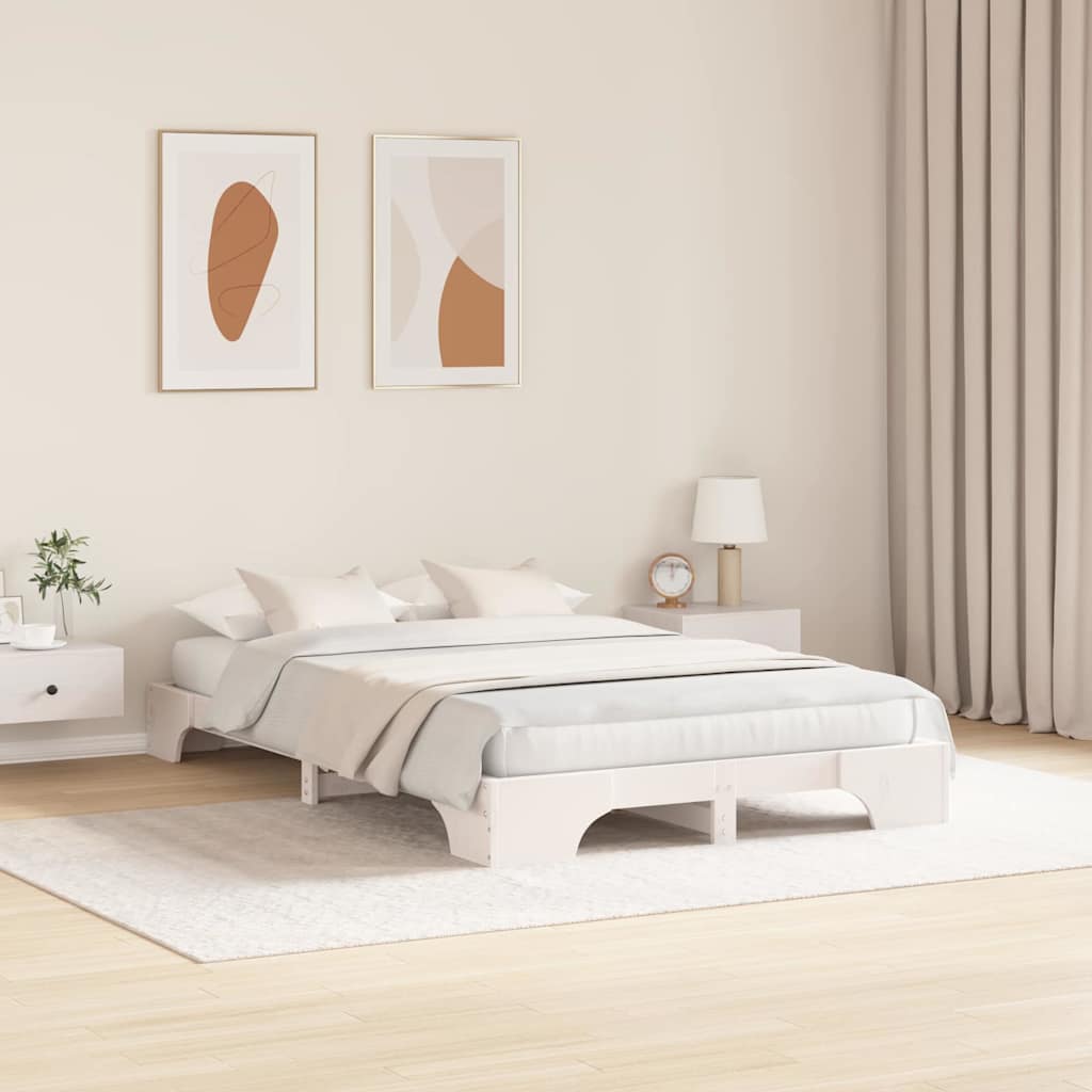 Sengestel Hvid 120 x 190 cm Massiv fyrretræ