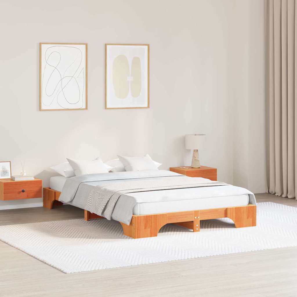 Sengestel Voks brun 120 x 190 cm Massiv fyrretræ