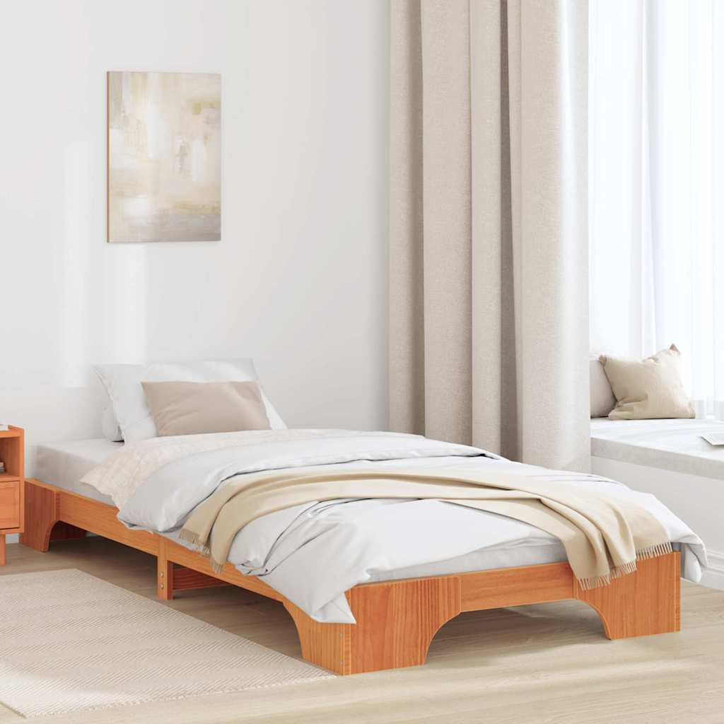 Sengestel Voks brun 90 x 200 cm Massiv fyrretræ