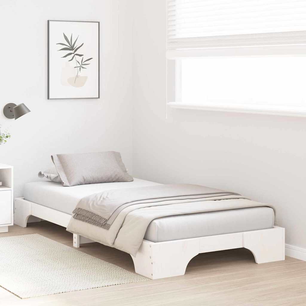 Sengestel Hvid 75 x 190 cm Massiv fyrretræ