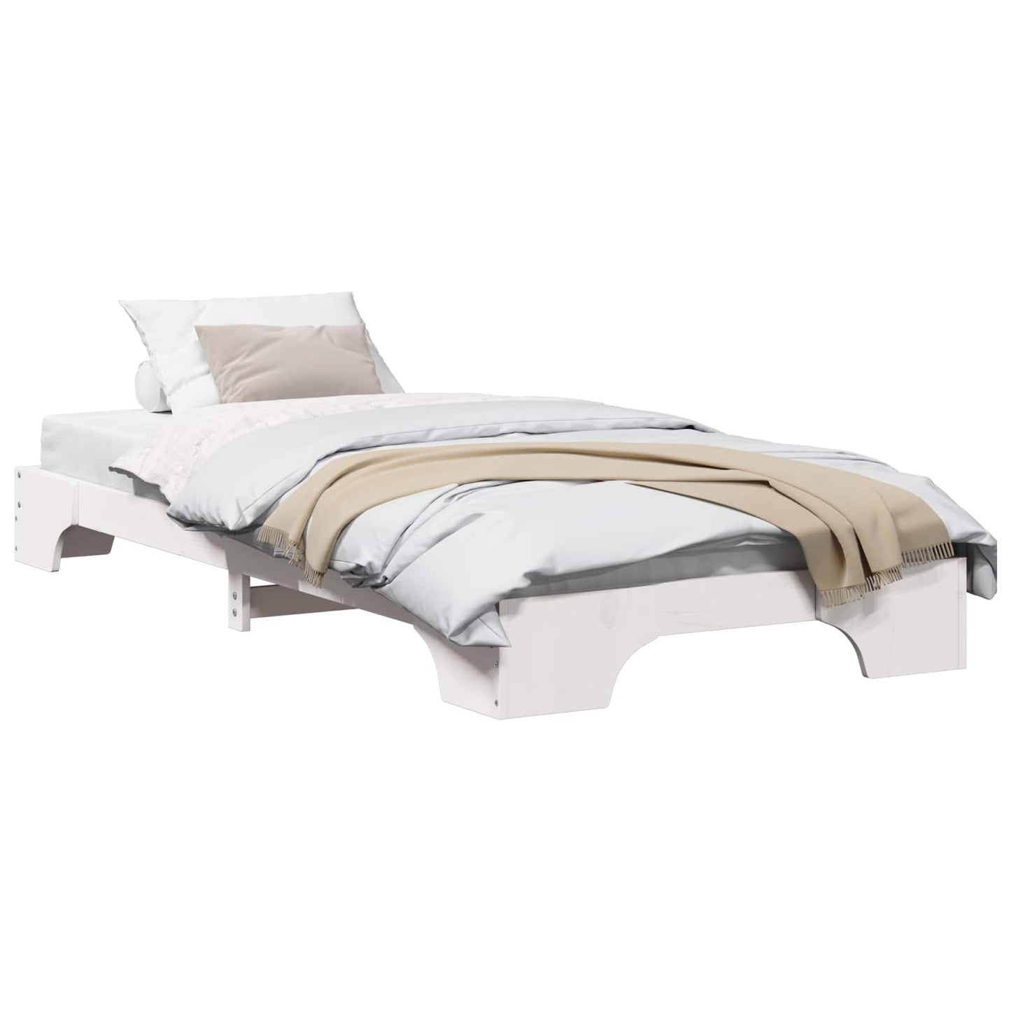 Sengestel Hvid 75 x 190 cm Massiv fyrretræ