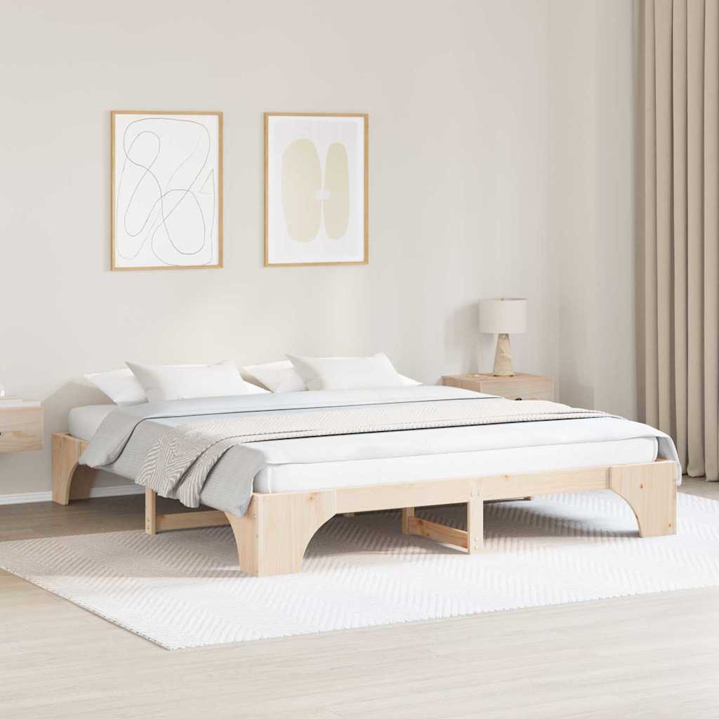 Sengestel Naturfarvet 180 x 200 cm Massiv fyrretræ
