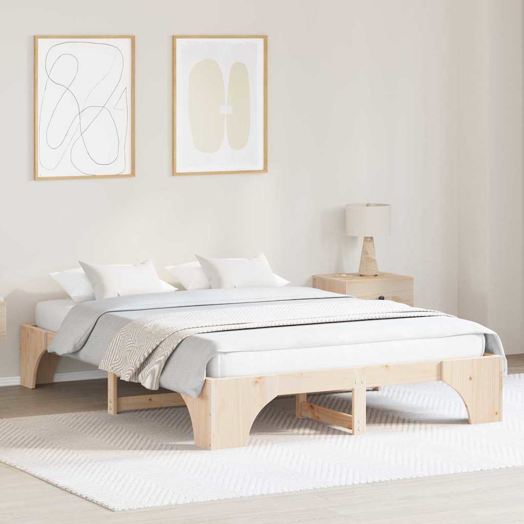 Sengestel Naturfarvet 160 x 200 cm Massiv fyrretræ
