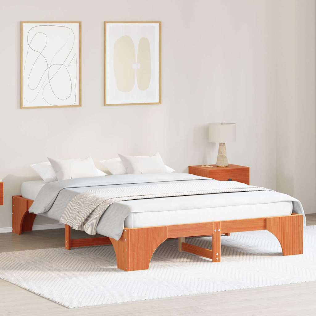 Sengestel Voks brun 160 x 200 cm Massiv fyrretræ