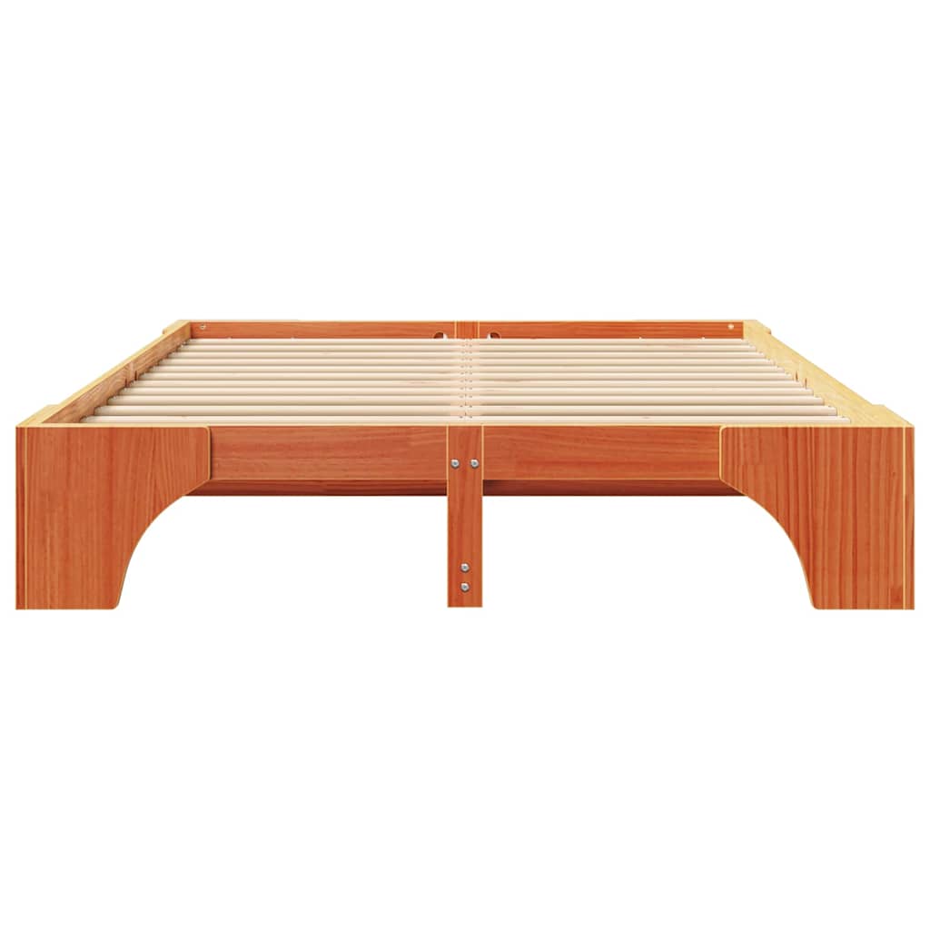Sengestel Voks brun 160 x 200 cm Massiv fyrretræ