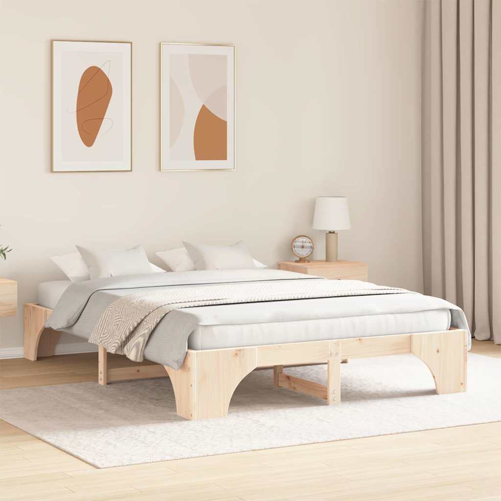 Sengestel Naturfarvet 150 x 200 cm Massiv fyrretræ