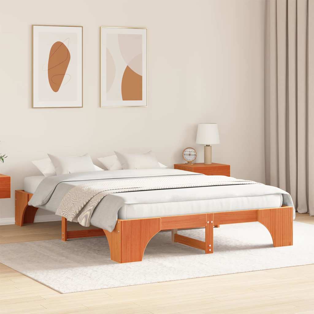 Sengestel Voks brun 140 x 200 cm Massiv fyrretræ