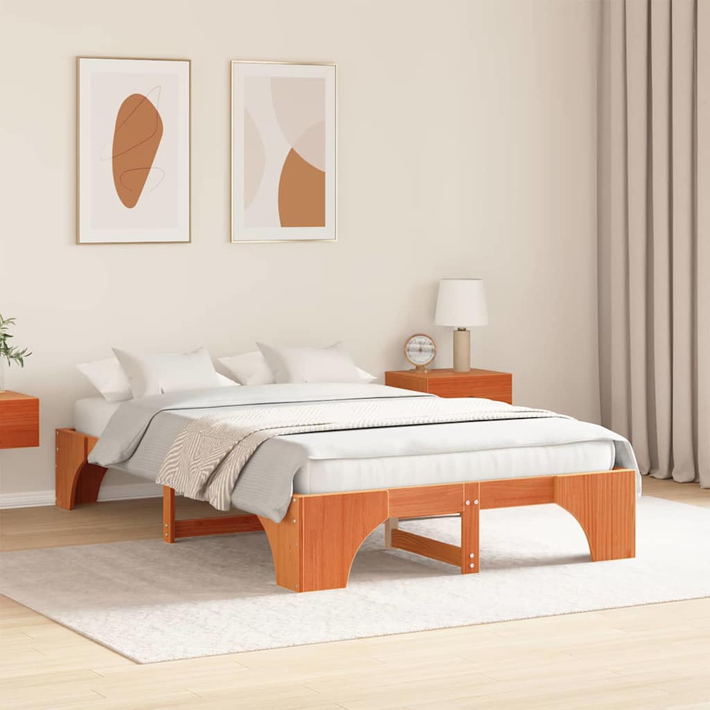 Sengestel Voks brun 120 x 200 cm Massiv fyrretræ