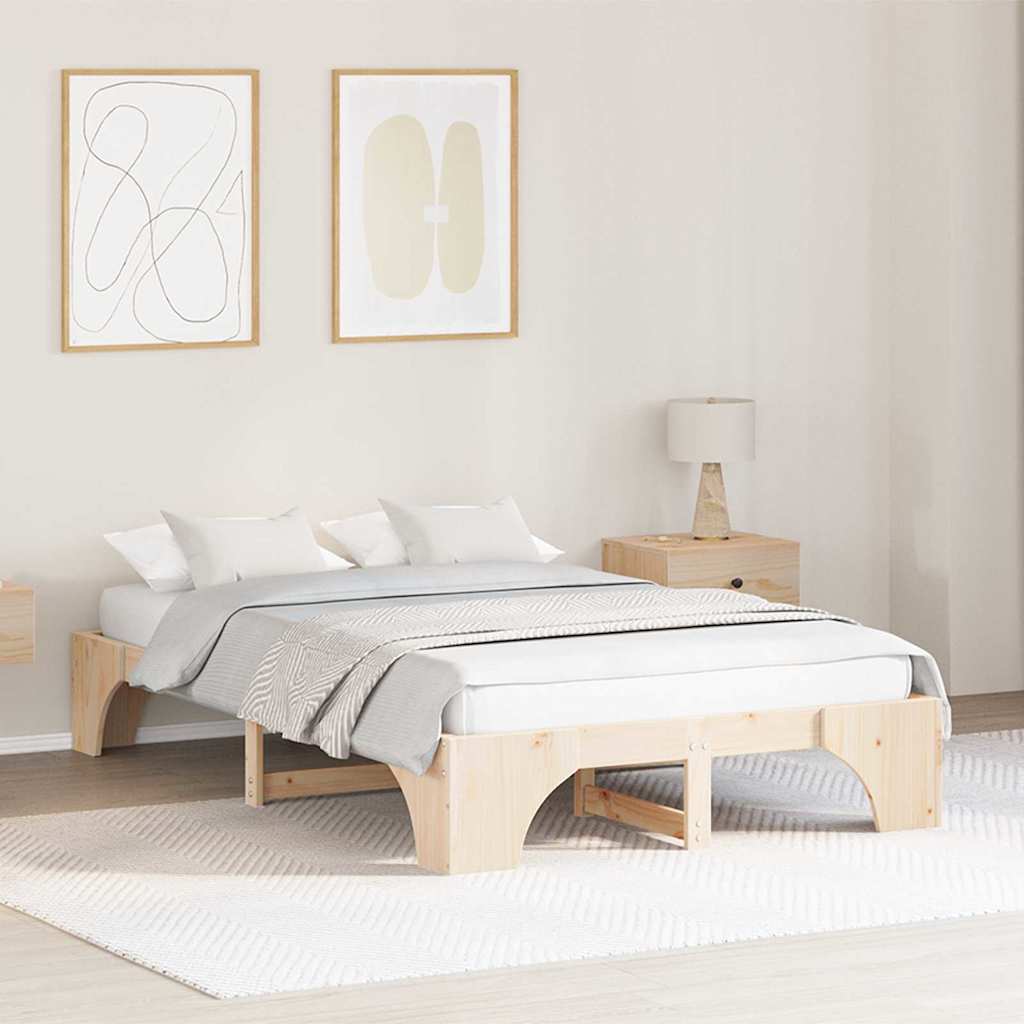 Sengestel Naturfarvet 140 x 190 cm Massiv fyrretræ