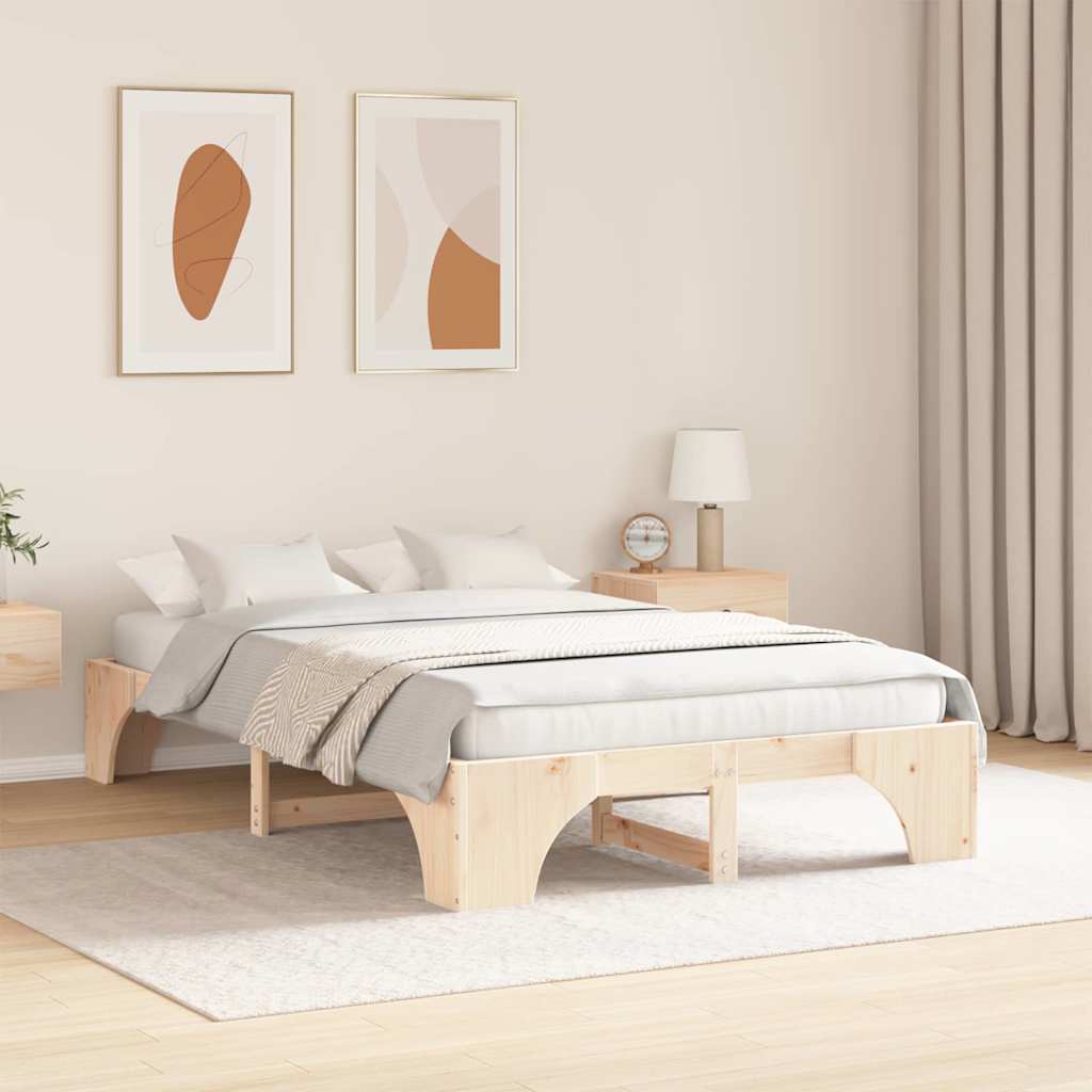 Sengestel Naturfarvet 140 x 190 cm Massiv fyrretræ