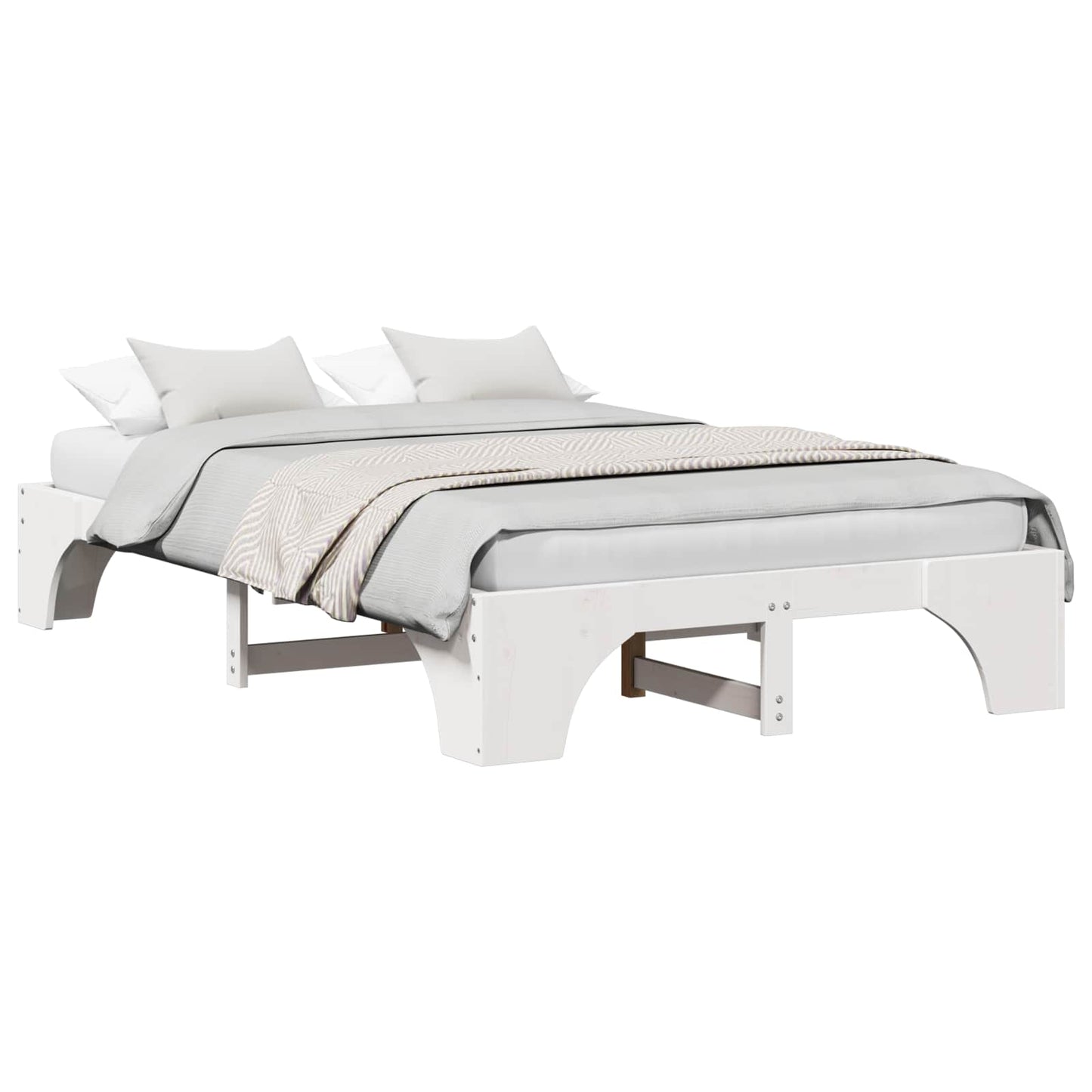 Sengestel Hvid 140 x 190 cm Massiv fyrretræ