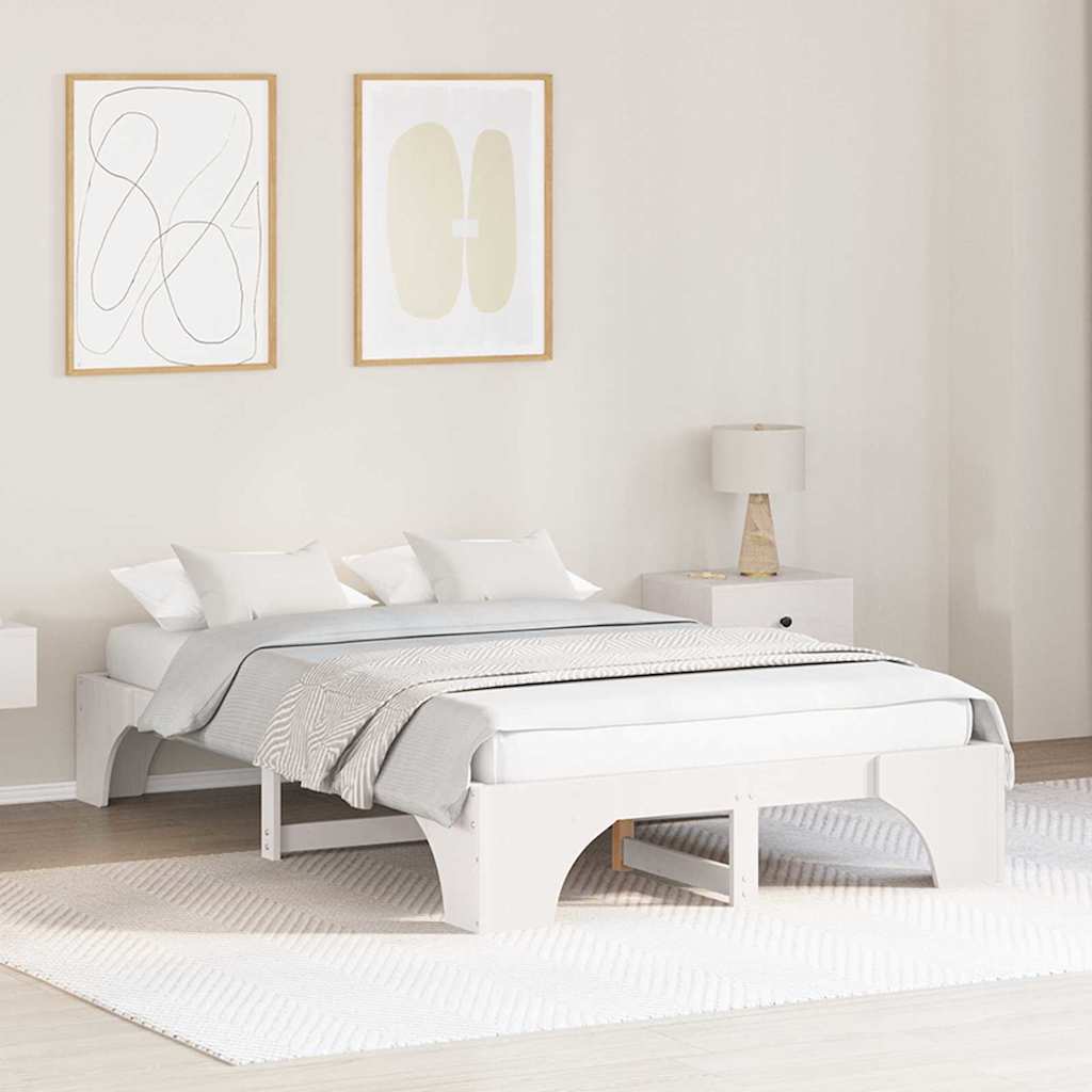 Sengestel Hvid 135 x 190 cm Massiv fyrretræ