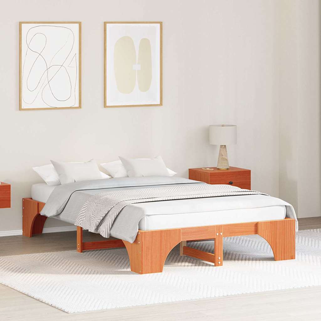 Sengestel Voks brun 120 x 190 cm Massiv fyrretræ