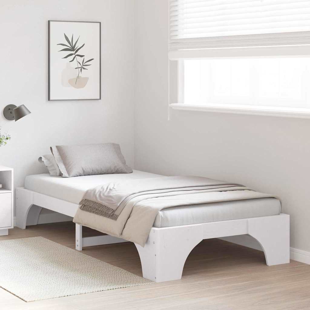 Sengestel Hvid 100 x 200 cm Massiv fyrretræ