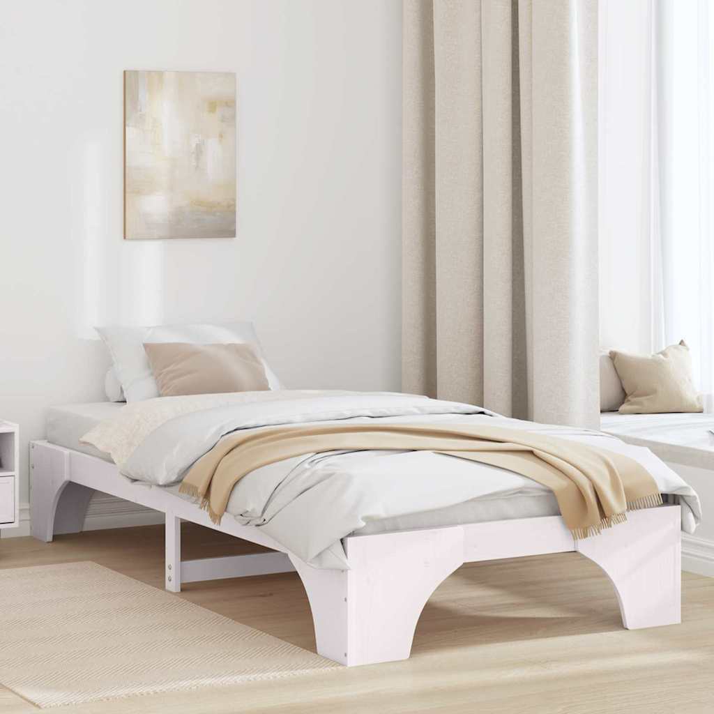 Sengestel Hvid 90 x 190 cm Massiv fyrretræ