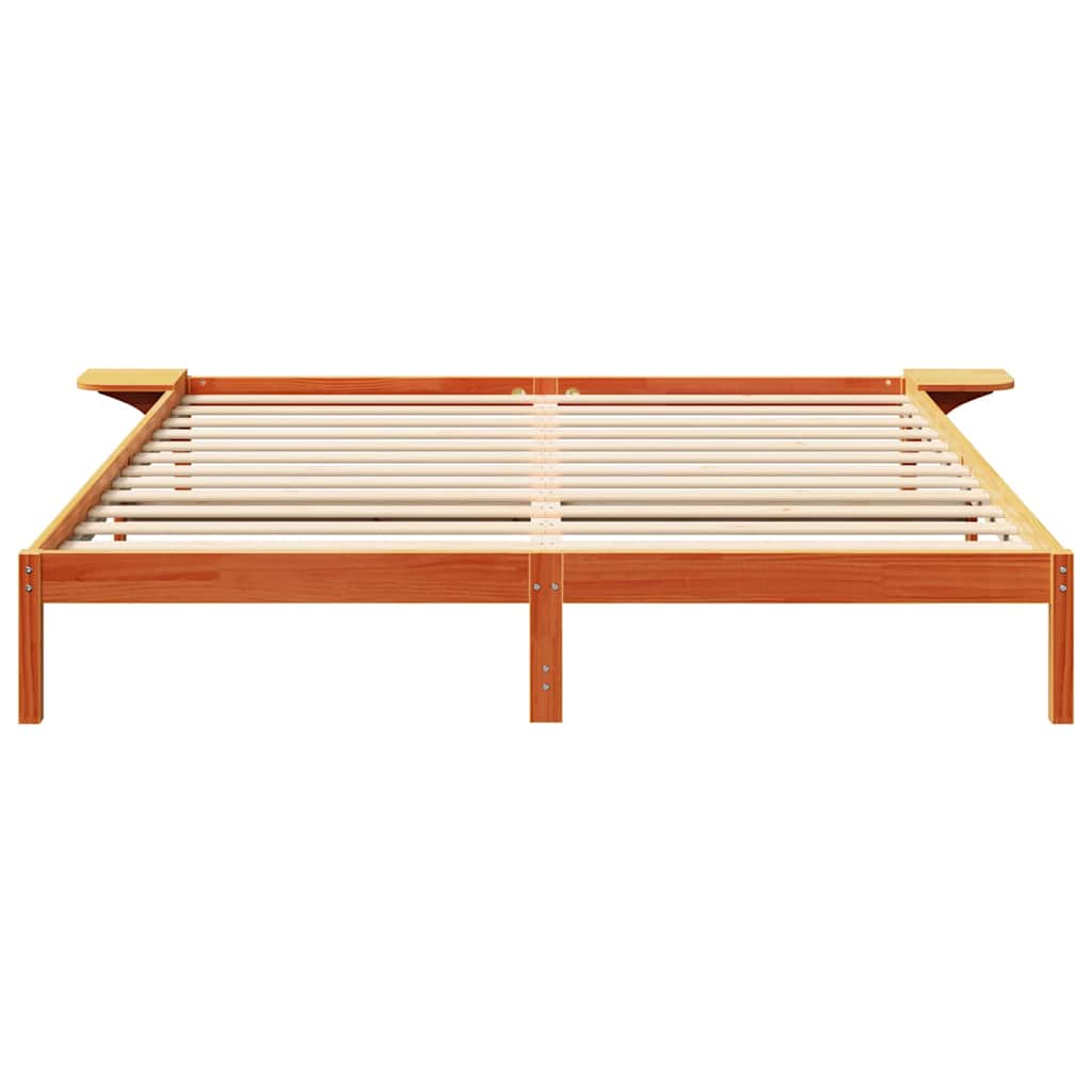 Sengestel Voks brun 200 x 200 cm Massiv fyrretræ