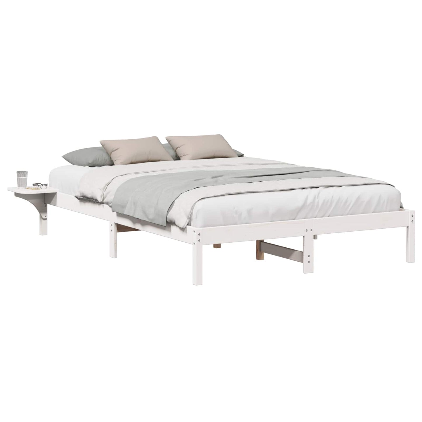 Sengestel Hvid 150 x 200 cm Massiv fyrretræ