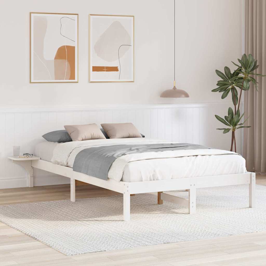 Sengestel Hvid 140 x 190 cm Massiv fyrretræ