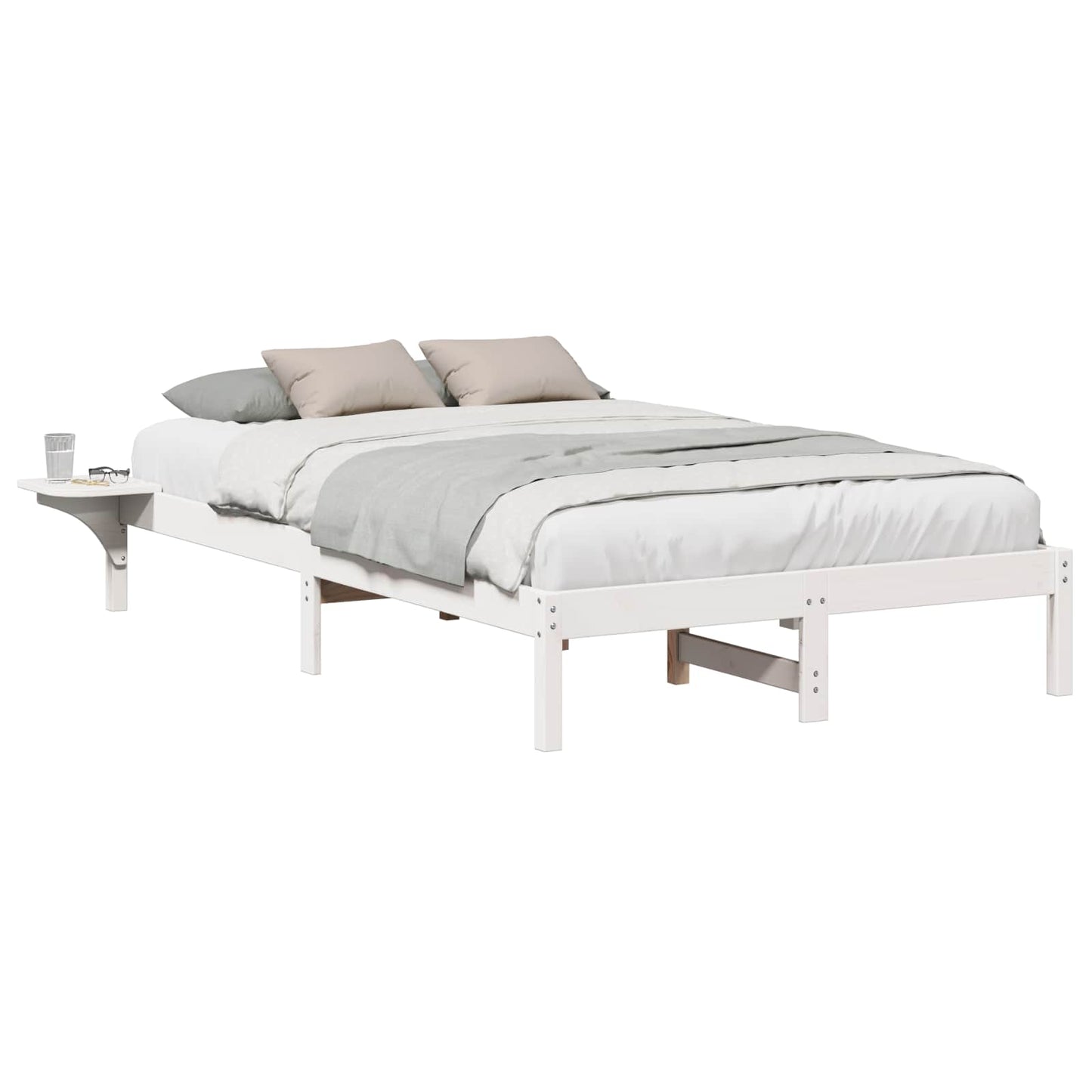 Sengestel Hvid 135 x 190 cm Massiv fyrretræ